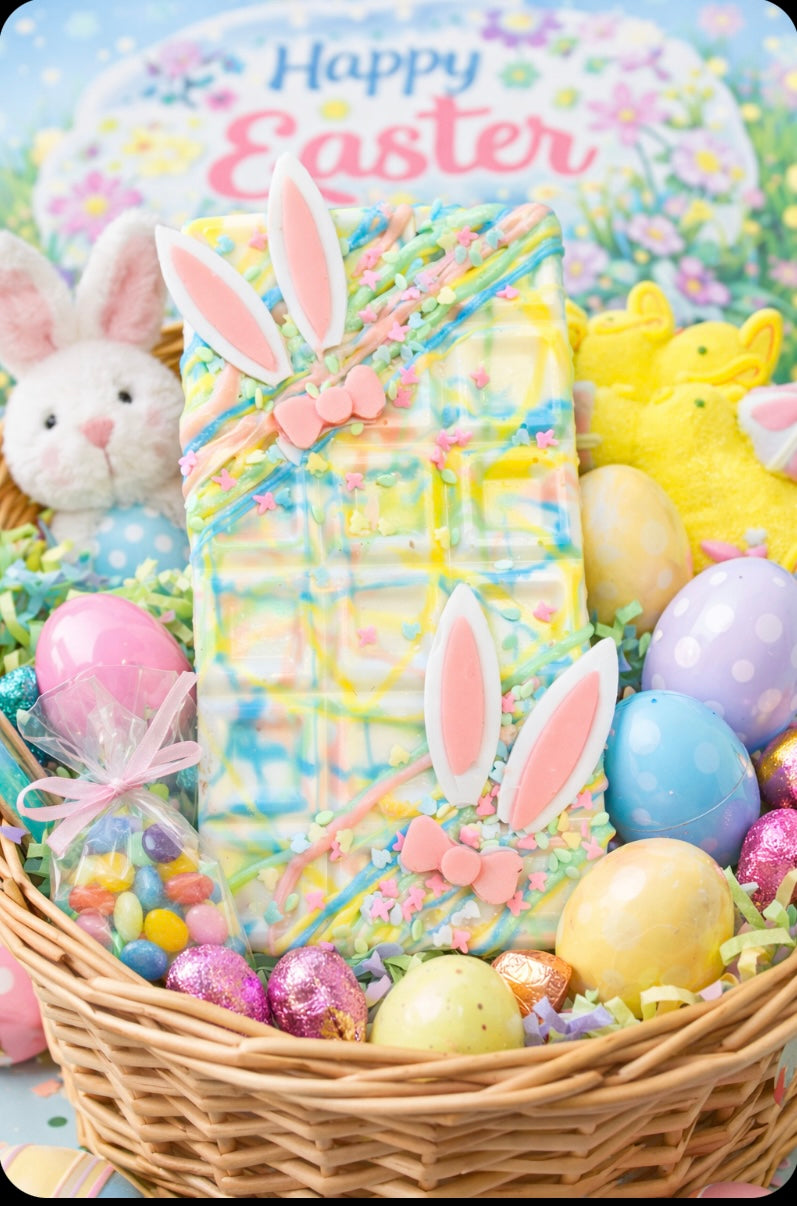 🐰 Easter Bunny Chocolate Bar – Gourmet White Chocolate Basket Filler